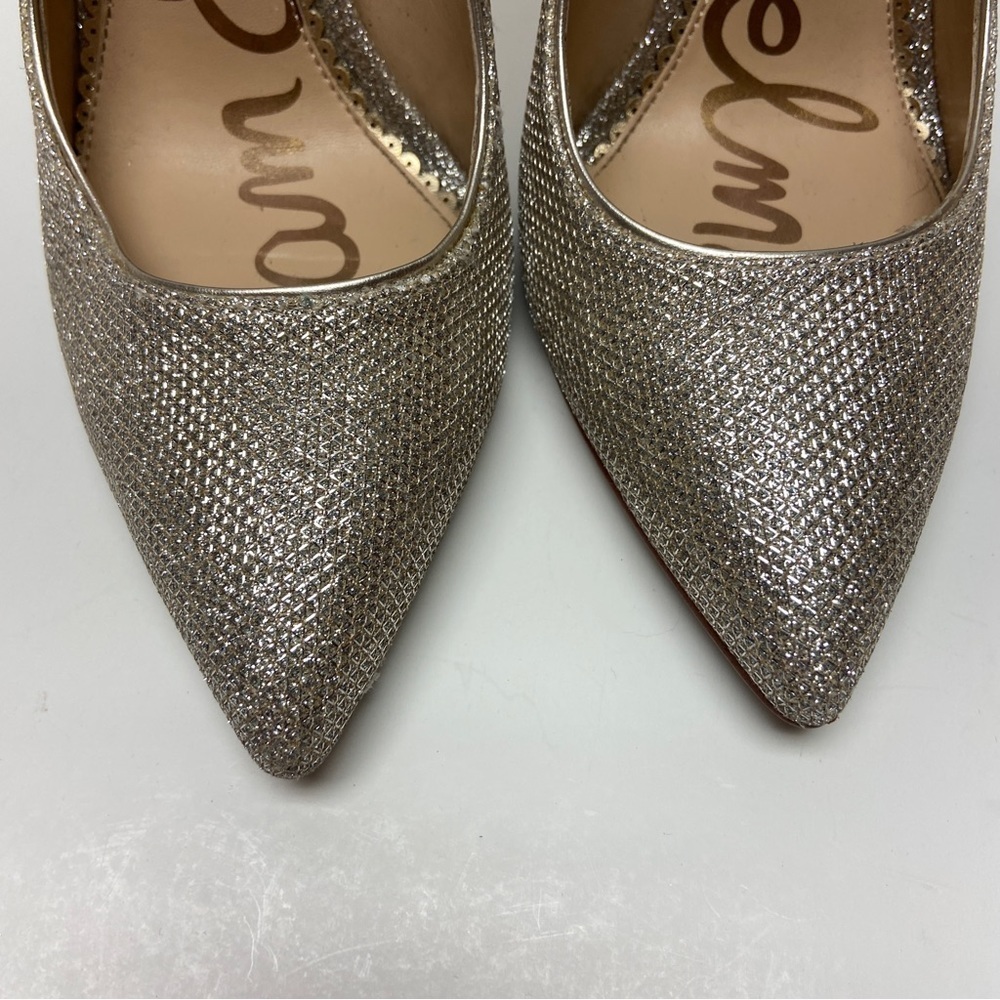 Sam Edelman Silver Glitter Pointed Toe Stiletto Heels | Size 7.5 - Picture 2 of 12